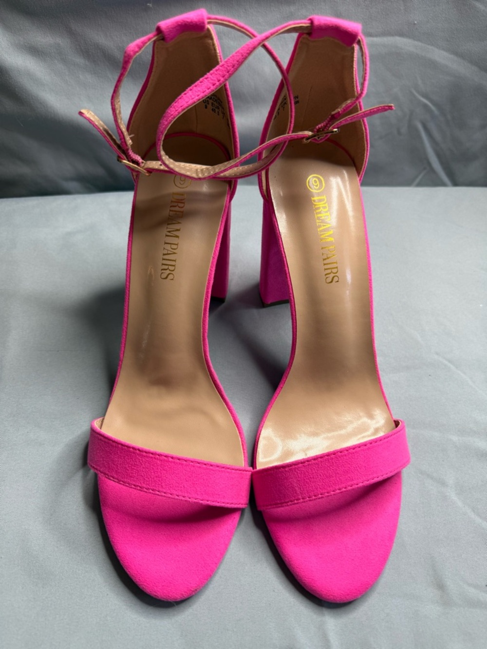 Dream Pairs Bright Pink Ankle Strap Block Heel Sandals